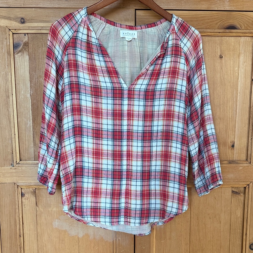 Velvet by Graham & Spencer Red and White Plaid Too